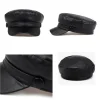 Casquette Marin en Simili Cuir Noir Tendance