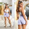 Short Paperbag lilas avec ceinture à nouer