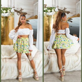 Mini-jupe Fleurie Jaune Tendance Feel Happy