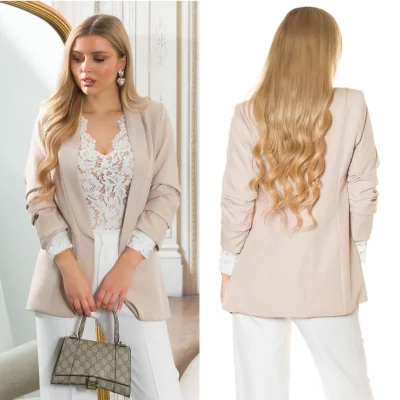 Blazer cappuccino à manches froncées élégant