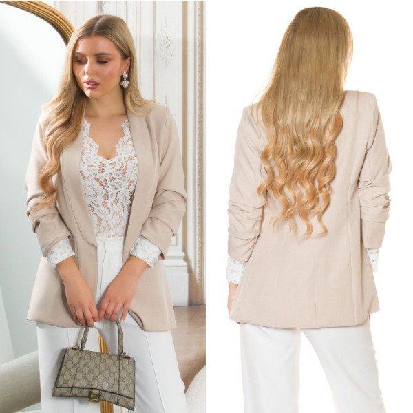 Blazer cappuccino à manches froncées élégant