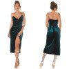Robe Midi Velours Émeraude Élégante Sensuelle