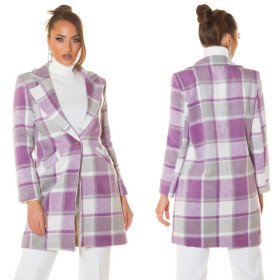 Manteau Carreaux Lilas Chic Moderne Confort