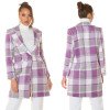 Manteau Carreaux Lilas Chic Moderne Confort