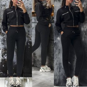 Ensemble Jogging et Sweat Zippé Femme Noir