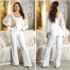 Pantalon taille haute jambe large crème KOUCLA