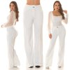 Pantalon taille haute jambe large crème KOUCLA