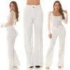 Pantalon taille haute jambe large crème KOUCLA