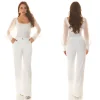 Pantalon taille haute jambe large crème KOUCLA