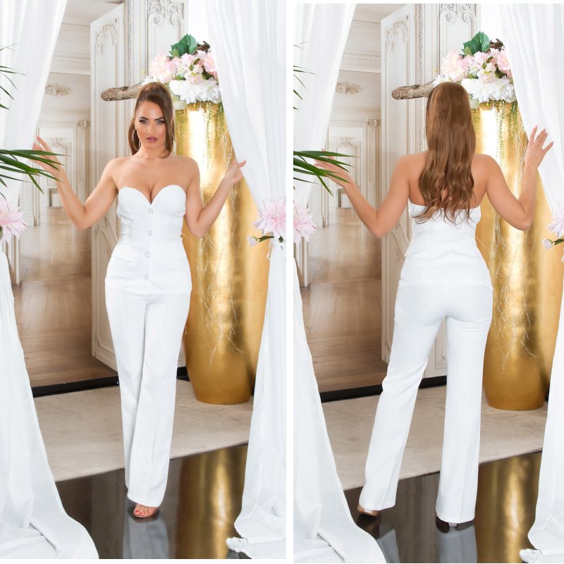 Top blanc style blazer Koucla Bustier élégant femme