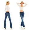Jean bootcut bleu foncé taille basse avec ceinture