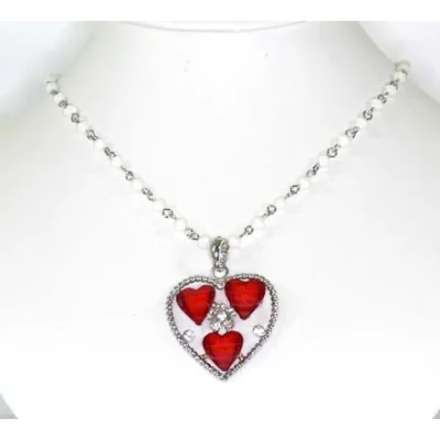 Collier Perles Iris Strass Coeur