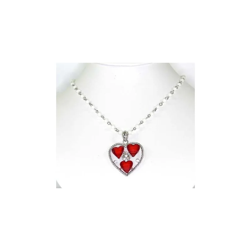 Collier Perles Iris Strass Coeur