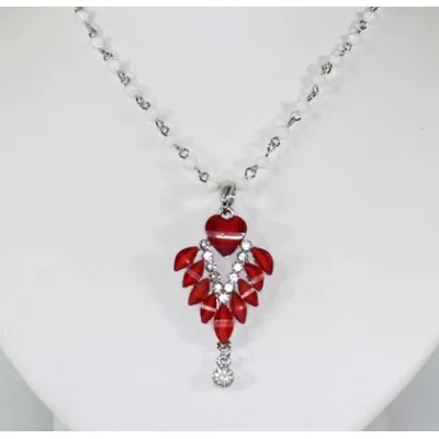 Collier Perle Iris Strass Rouge