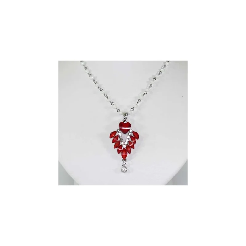 Collier Perle Iris Strass Rouge