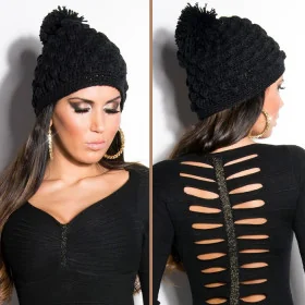 Bonnet Noir Pompon