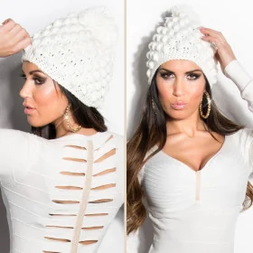 Bonnet Blanc Pompon