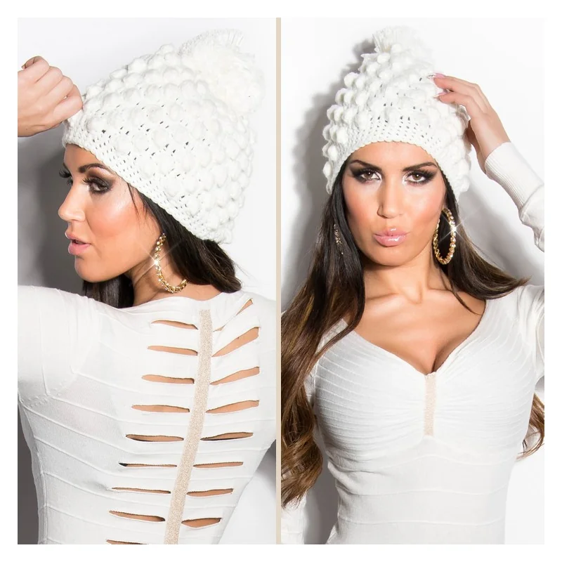 Bonnet Blanc Pompon
