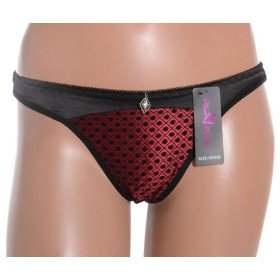 String Fleur Papillon Noir Rouge