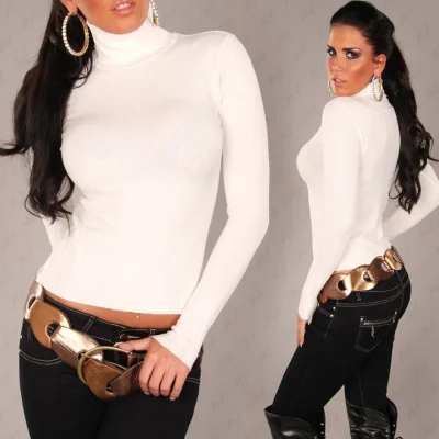 Pull Col Roulé Blanc