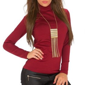 Pull Col Roulé Bordeaux