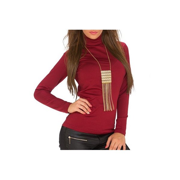 Pull Col Roulé Bordeaux