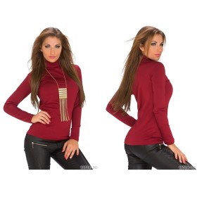 Pull Col Roulé Bordeaux