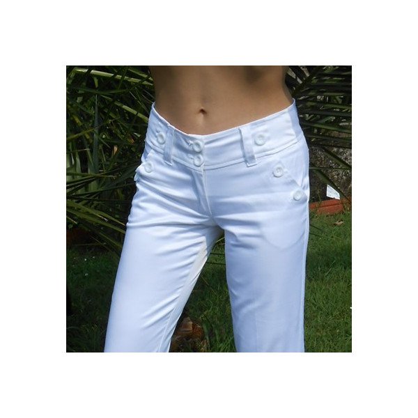Pantalon Fashion Blanc Brillant