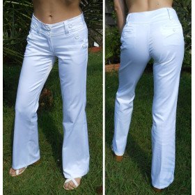 Pantalon Fashion Blanc Brillant